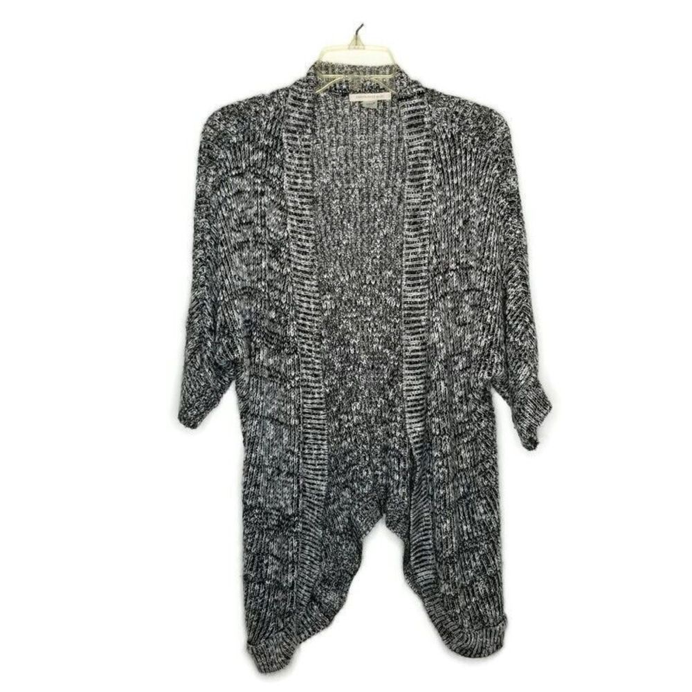 Canyon River Blues M Cardigan Black White Open Front Drape Short Dolman Sleeve